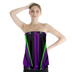 Rays Light Chevron Purple Green Black Line Strapless Top by Mariart