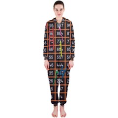 Snakes Ladders Game Plaid Number Hooded Jumpsuit (ladies)  by Mariart