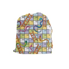 Snakes Ladders Game Board Drawstring Pouches (large)  by Mariart