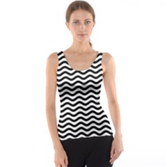 Waves Stripes Triangles Wave Chevron Black Tank Top by Mariart