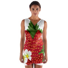 Strawberry Red Seed Leaf Green Wrap Front Bodycon Dress by Mariart