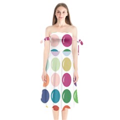 Brights Pastels Bubble Balloon Color Rainbow Shoulder Tie Bardot Midi Dress by Mariart