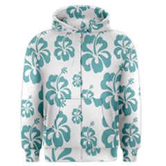 Hibiscus Flowers Green White Hawaiian Blue Men s Zipper Hoodie by Mariart