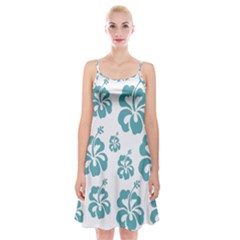 Hibiscus Flowers Green White Hawaiian Blue Spaghetti Strap Velvet Dress by Mariart