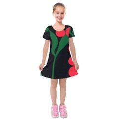 Illustrators Portraits Plants Green Red Polka Dots Kids  Short Sleeve Velvet Dress by Mariart