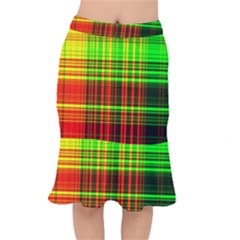 Line Light Neon Red Green Mermaid Skirt by Mariart