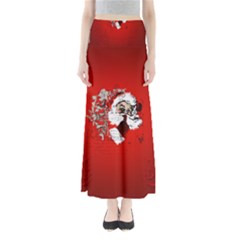 Funny Santa Claus  On Red Background Full Length Maxi Skirt by FantasyWorld7