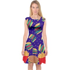 Hamburger And French Fry Capsleeve Midi Dress by twirlsandswirlsdesigns