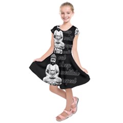 Eat, Sleep, Meditate, Repeat  Kids  Short Sleeve Dress by Valentinaart