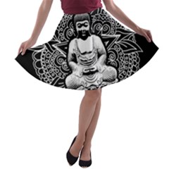 Ornate Buddha A-line Skater Skirt by Valentinaart