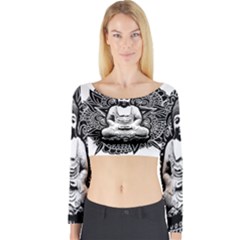 Ornate Buddha Long Sleeve Crop Top by Valentinaart