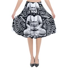 Ornate Buddha Flared Midi Skirt by Valentinaart