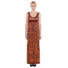 Crocodile Skin Texture Maxi Thigh Split Dress by BangZart