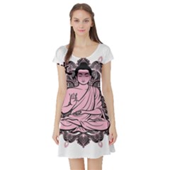 Ornate Buddha Short Sleeve Skater Dress by Valentinaart