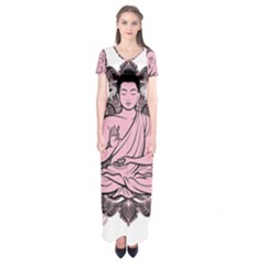 Ornate Buddha Short Sleeve Maxi Dress by Valentinaart