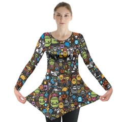 Many Funny Animals Long Sleeve Tunic  by BangZart