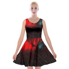 Spider Webs Velvet Skater Dress by BangZart