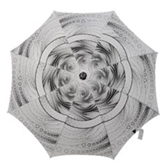 Enso, A Perfect Black And White Zen Fractal Circle Hook Handle Umbrellas (large) by jayaprime