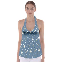 Space Rockets Pattern Babydoll Tankini Top by BangZart