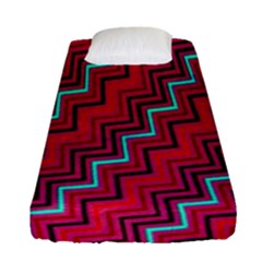 Red Turquoise Black Zig Zag Background Fitted Sheet (single Size) by BangZart