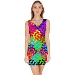 3d Fsm Tessellation Pattern Sleeveless Bodycon Dress by BangZart