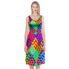 3d Fsm Tessellation Pattern Midi Sleeveless Dress by BangZart