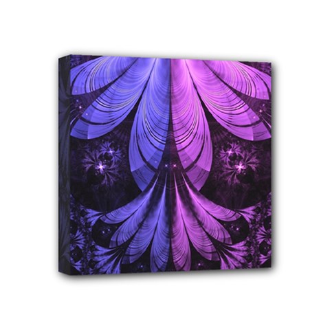 Beautiful Lilac Fractal Feathers Of The Starling Mini Canvas 4  X 4  by jayaprime