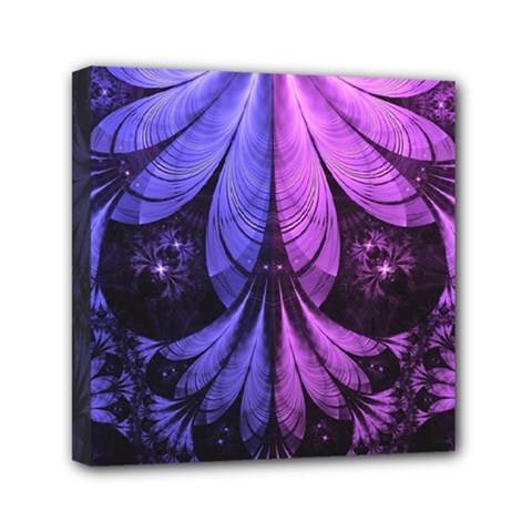 Beautiful Lilac Fractal Feathers Of The Starling Mini Canvas 6  X 6  by jayaprime