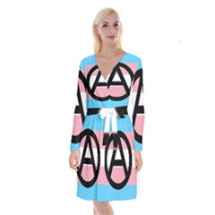 Anarchist Pride Long Sleeve Velvet Front Wrap Dress by TransPrints