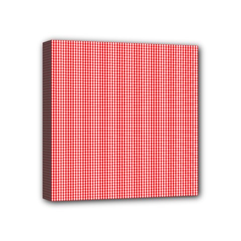 Christmas Red Velvet Mini Gingham Check Plaid Mini Canvas 4  X 4  by PodArtist