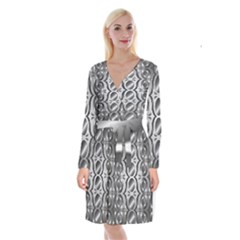 Metal Circle Background Ring Long Sleeve Velvet Front Wrap Dress by BangZart