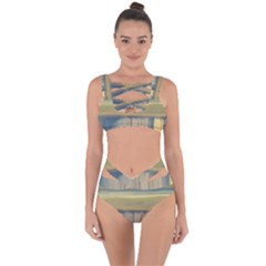 Denim-blue And Buttercream Bandaged Up Bikini Set  by digitaldivadesigns