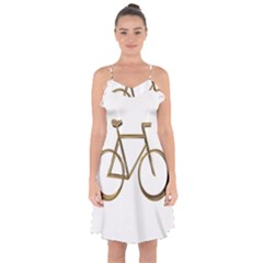 Elegant Gold Look Bicycle Cycling  Ruffle Detail Chiffon Dress by yoursparklingshop