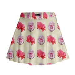 Yellow Floral Roses Pattern Mini Flare Skirt by paulaoliveiradesign