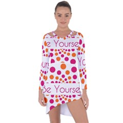 Be Yourself Pink Orange Dots Circular Asymmetric Cut-out Shift Dress by BangZart