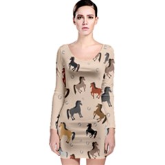 Horses For Courses Pattern Long Sleeve Bodycon Dress by BangZart