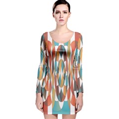 Colorful Geometric Abstract Long Sleeve Velvet Bodycon Dress by linceazul