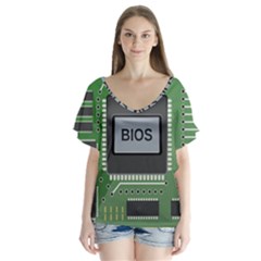 Computer Bios Board Flutter Sleeve Top by BangZart