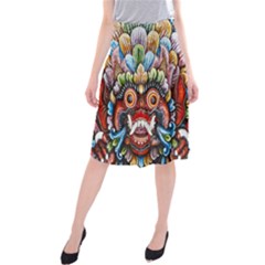 Wood Sculpture Bali Logo Midi Beach Skirt by BangZart