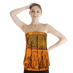 Circuit Board Pattern Strapless Top by BangZart