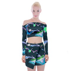 Gonzo s Vip Blue Member Off Shoulder Top With Skirt Set by LimeGreenFlamingo