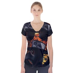 Bird-man  Short Sleeve Front Detail Top by Valentinaart