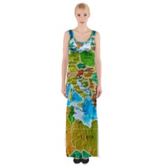 World Map Maxi Thigh Split Dress by BangZart