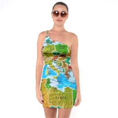 World Map One Soulder Bodycon Dress by BangZart