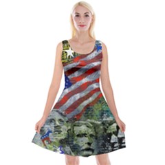 Usa United States Of America Images Independence Day Reversible Velvet Sleeveless Dress by BangZart