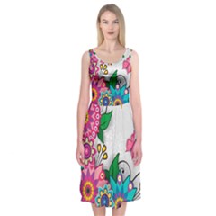 Flowers Pattern Vector Art Midi Sleeveless Dress by BangZart