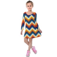 The Amazing Pattern Library Kids  Long Sleeve Velvet Dress by BangZart