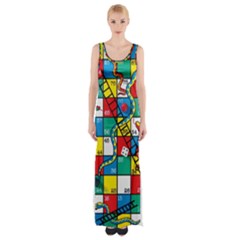 Snakes And Ladders Maxi Thigh Split Dress by BangZart