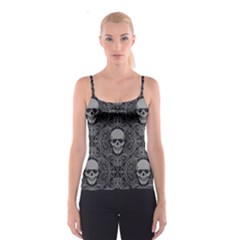 Dark Horror Skulls Pattern Spaghetti Strap Top by BangZart