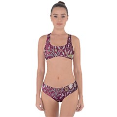 Crewel Fabric Tree Of Life Maroon Criss Cross Bikini Set by BangZart